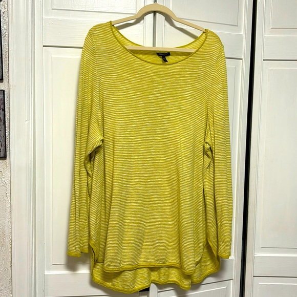 Eileen Fisher Woman sz. 2X lime green and white lightweight sweater. Beautiful! - Picture 1 of 8